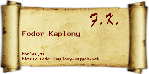 Fodor Kaplony névjegykártya